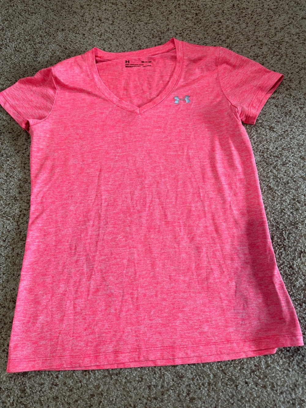 Under Armour Women's Heathered Orange/Pink V-Neck Athletic Tee